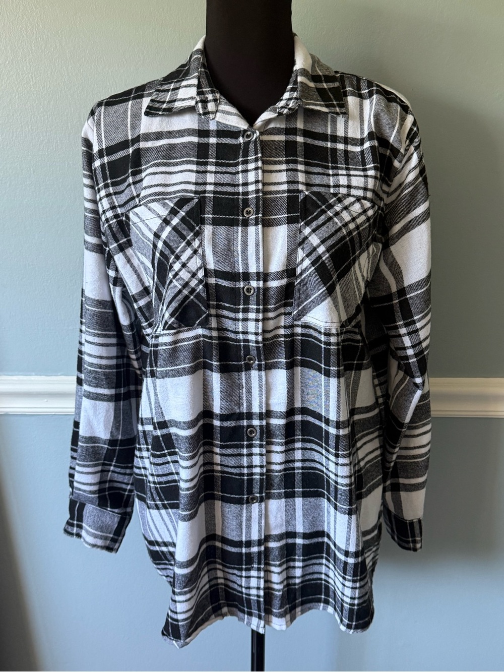 Faded Rose Black & White Plaid Shirt
